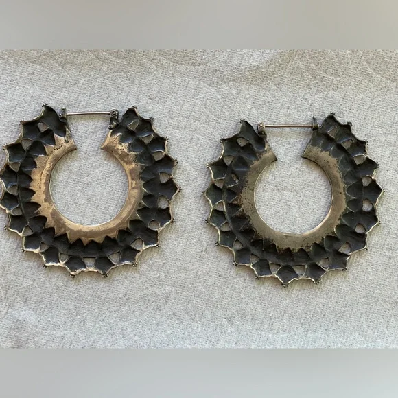 Black Patina Afghani Hoops - Picture 6 of 6